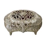 Vintage openwork silver metal jewelry box