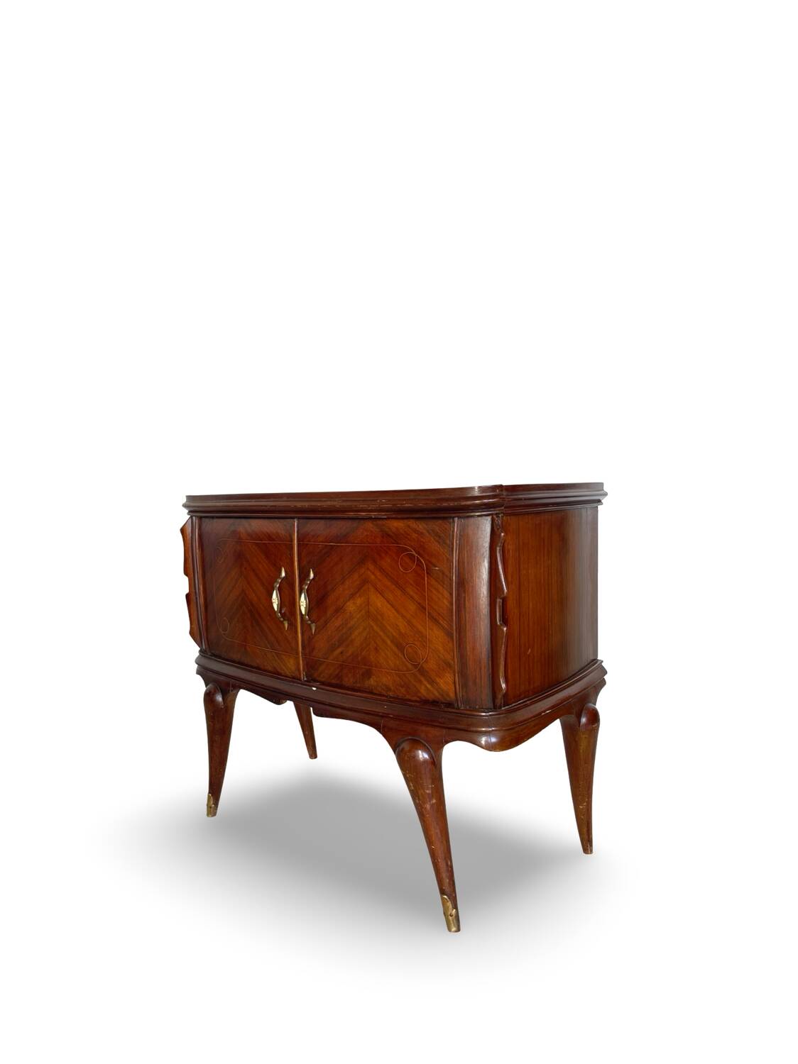 Tables de chevet plaquées en palissandre avec plateau en onyx vert