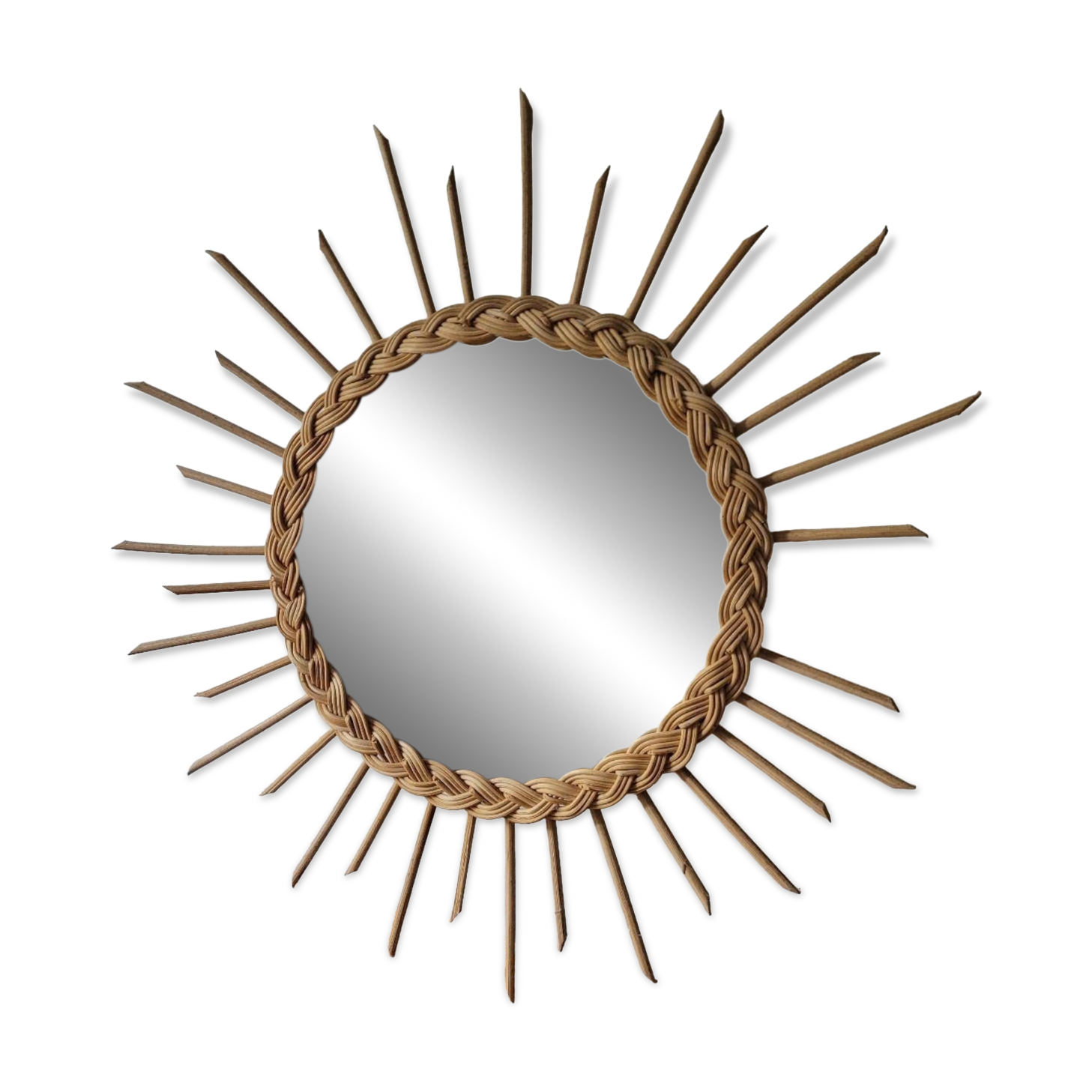 Round rattan sun mirror