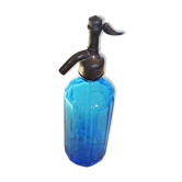 Ancien siphon en verre bleu E.Goyer Caen 1905