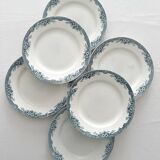 6 antique ironstone dinner plates "Lucy" Saint Amand