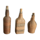 Set of three vintage rattan bottles