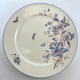 6 dessert plates sarreguemines blue flowers and butterfly