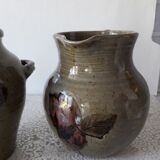 Carafe et pot en grès émaillé motifs herbier Le Rivet