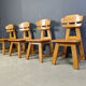Vintage Dutch brutalist oak dining chairs, 1960s