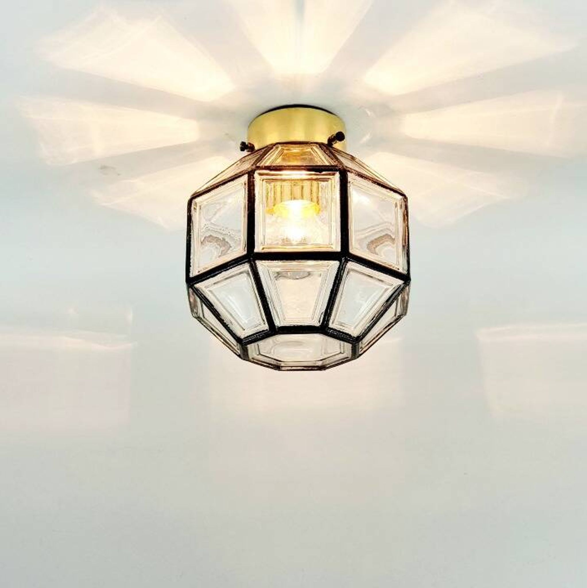 Mid-Century Glass Ceiling Light from Limburg, Germany, 1960s