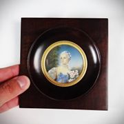 Miniature portrait of Madame Bergeret by Bouchet, hand-painted gouache, 19th century