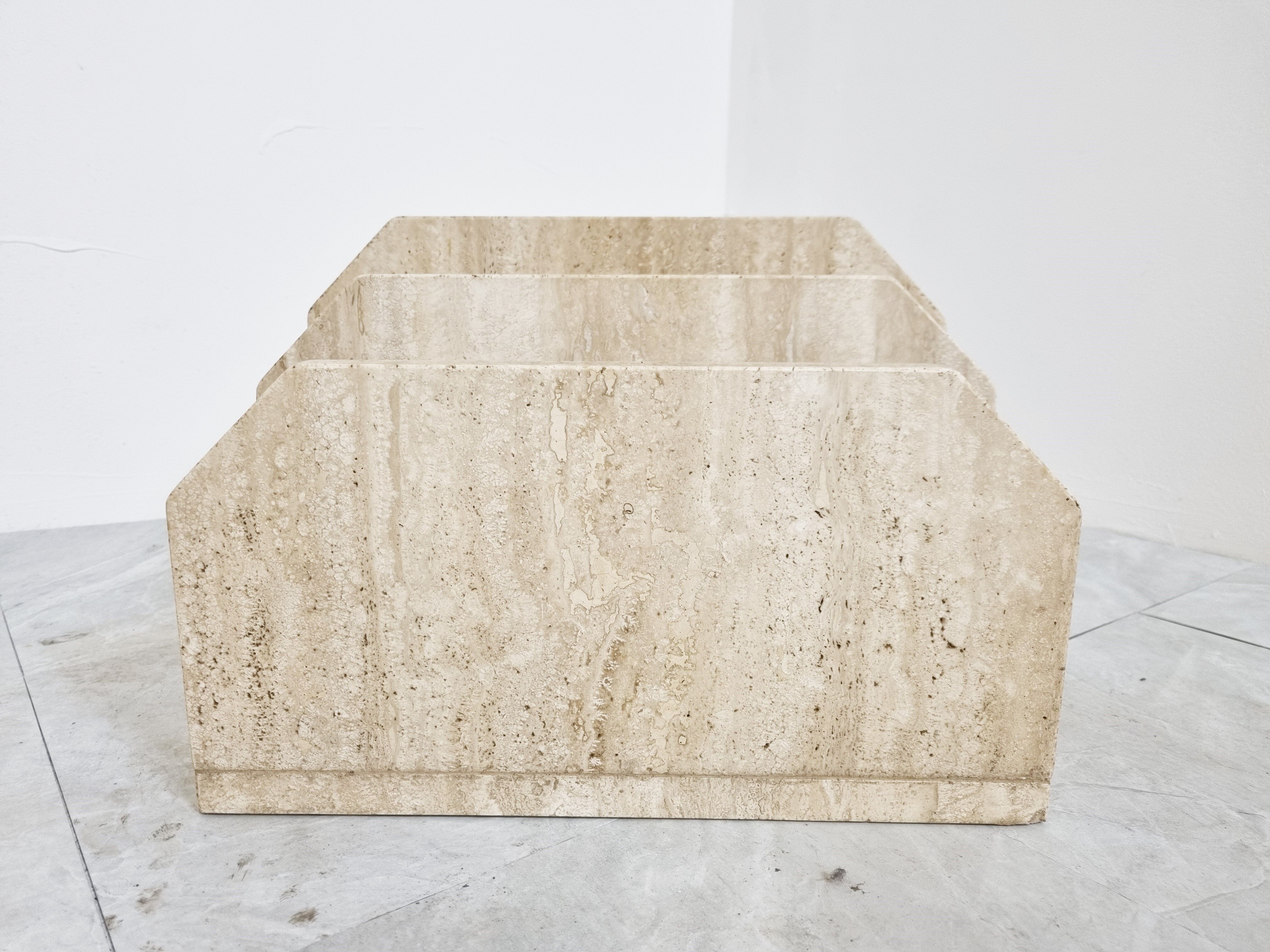 Vintage travertine magazine holder, 1970s
