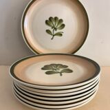 8 assiettes plates en faïence de Gien, 1970