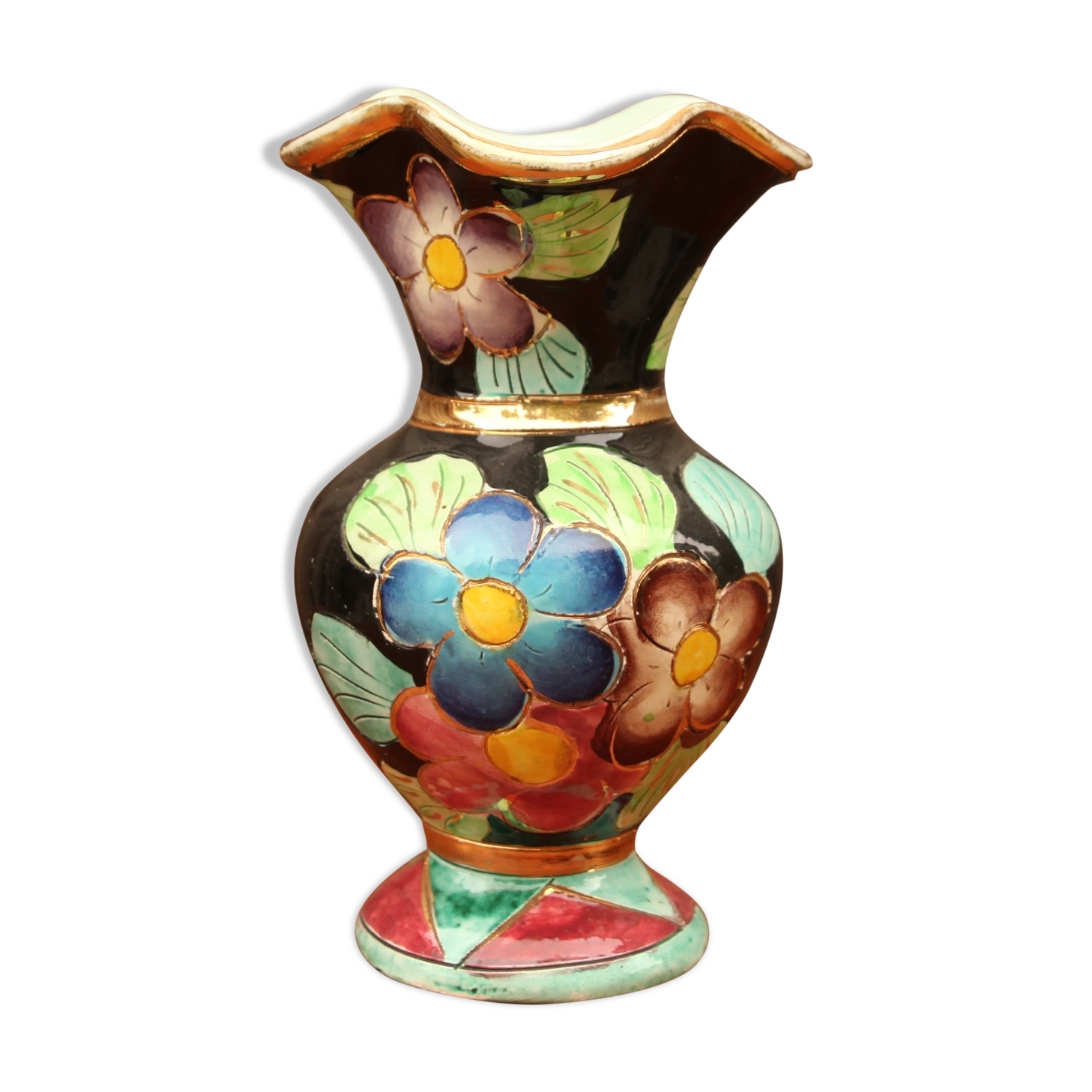 Vallauris ceramic vase with floral decoration