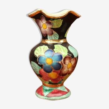 Vase en céramique Vallauris à décor de fleur