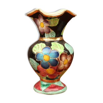 Vallauris ceramic vase with flower decoration