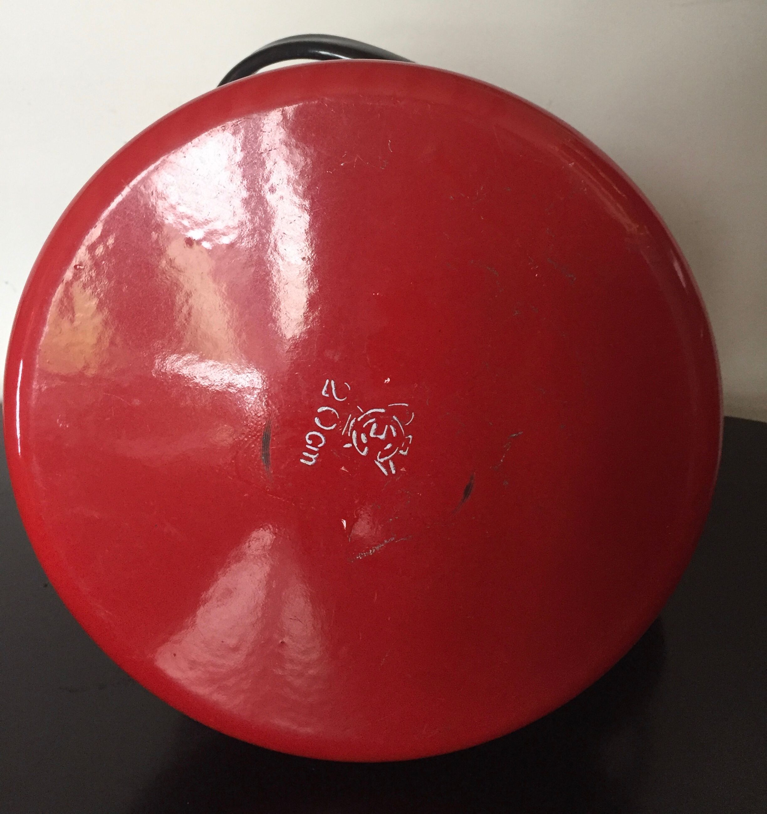 Red enamelled kettle