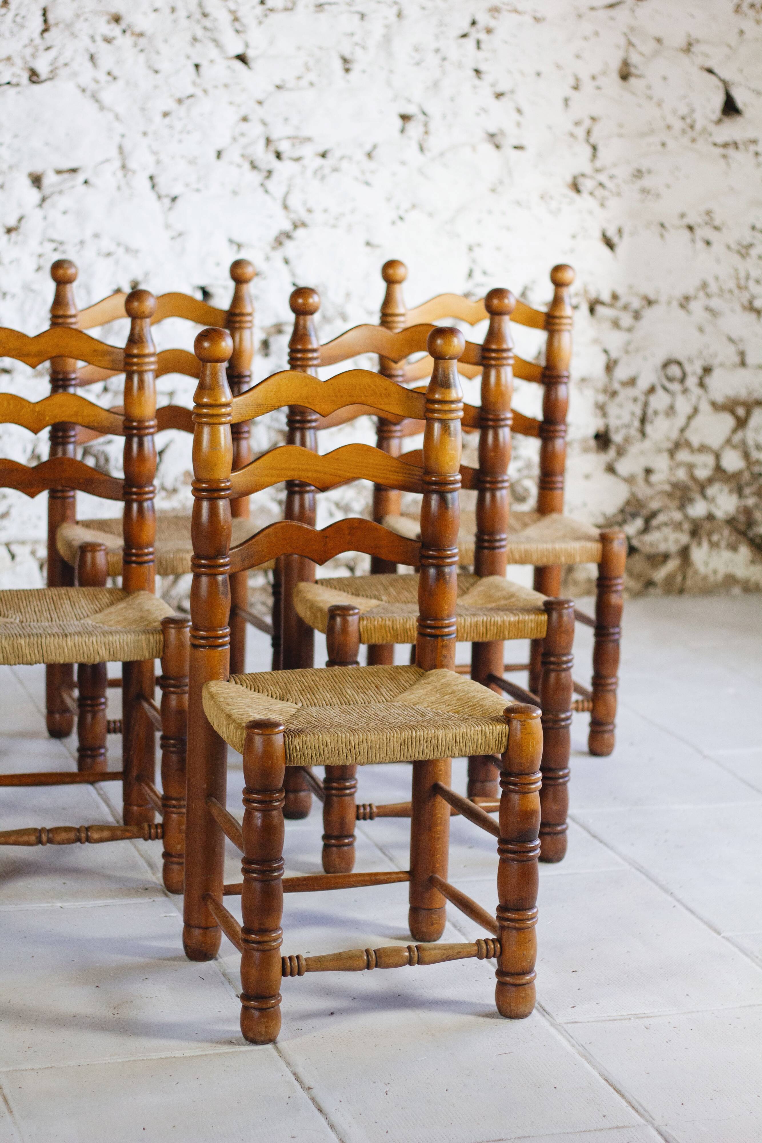 Set of 6 Dudouyt style chairs, 1950