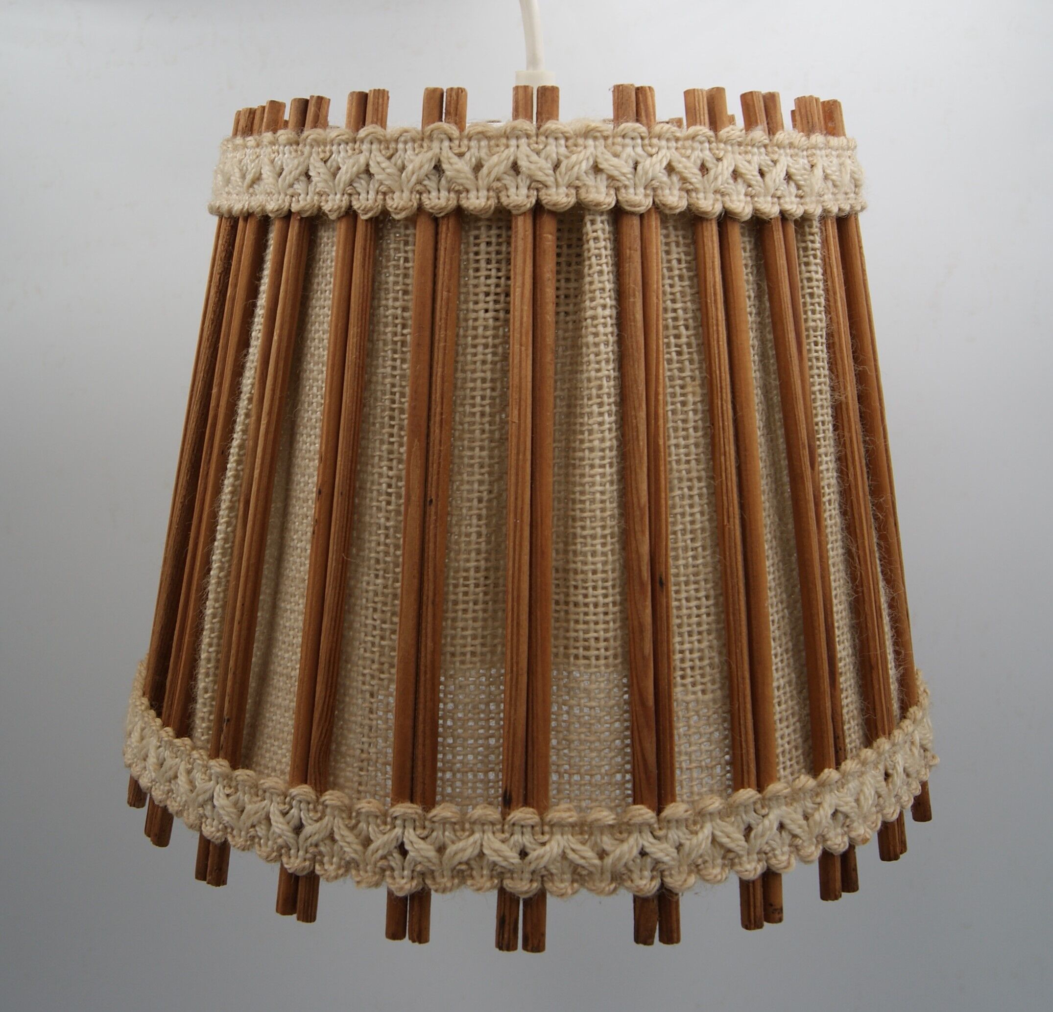 Vintage wood canvas pendant lamp