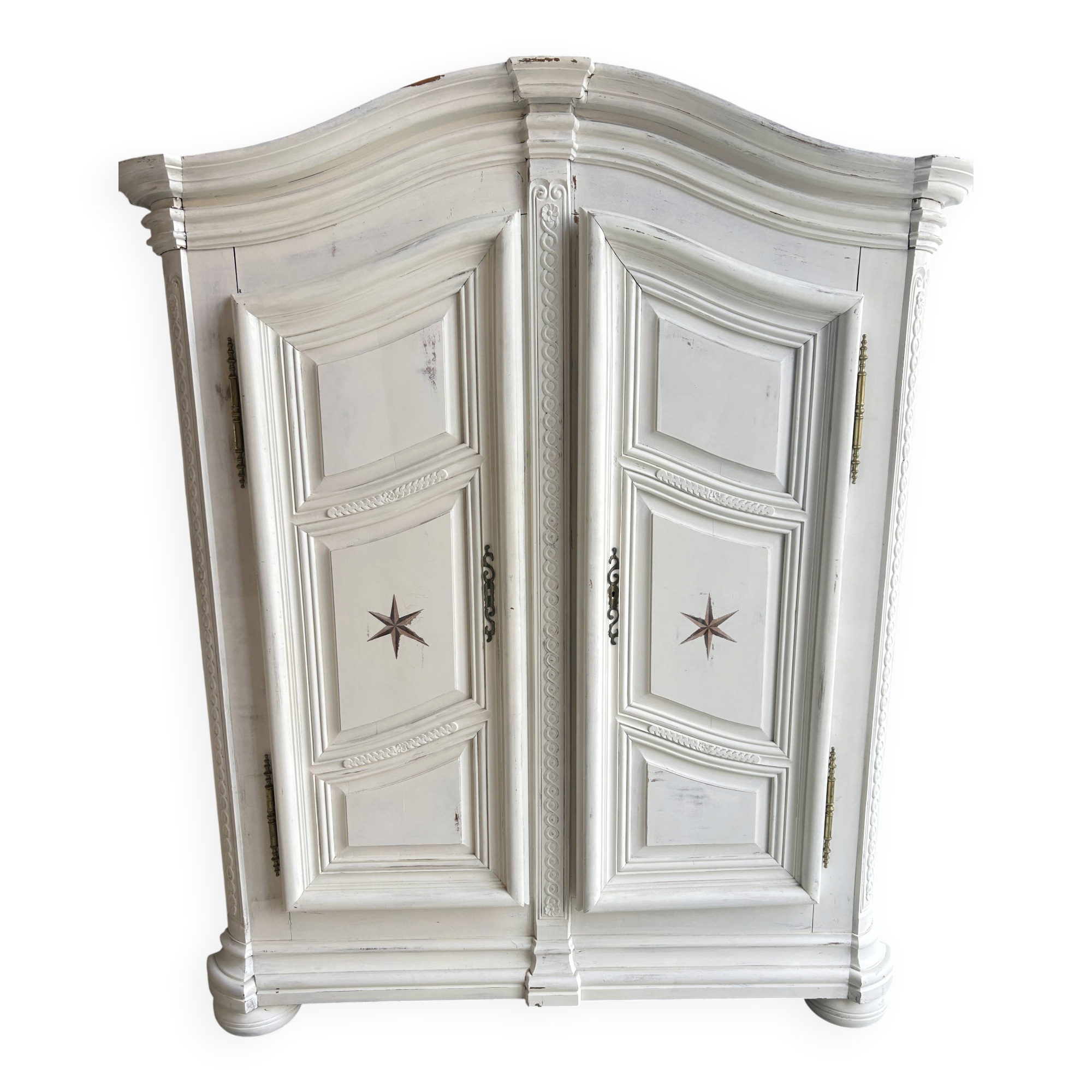 Two-door painted wardrobe, Louis XIV style, Alsatian regional work.