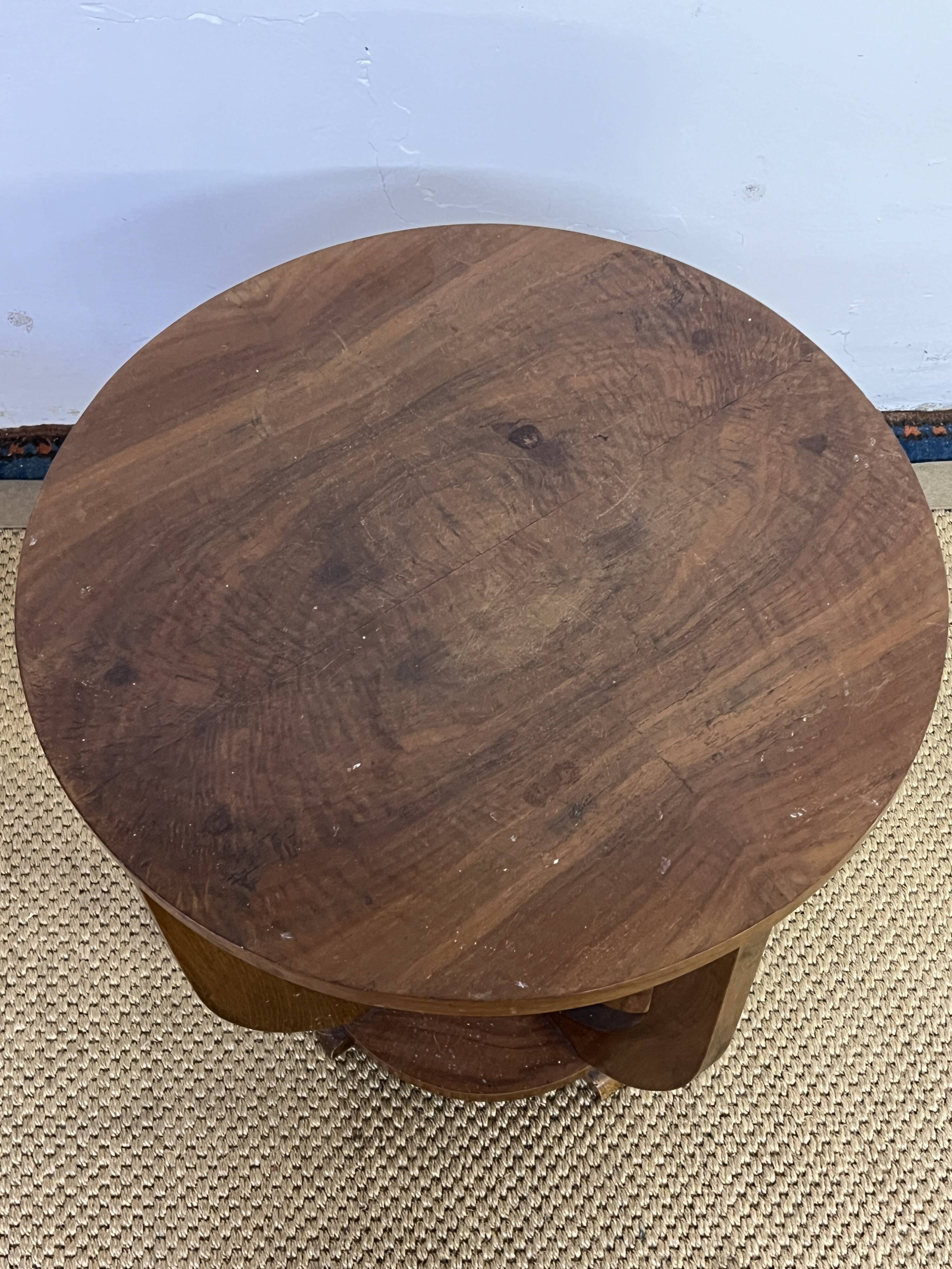 Art deco wooden pedestal table / side table