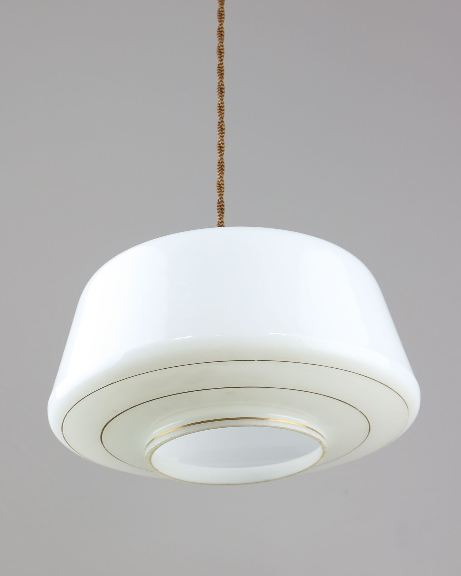 Mid-century Glass & Brass Pendant Lamp