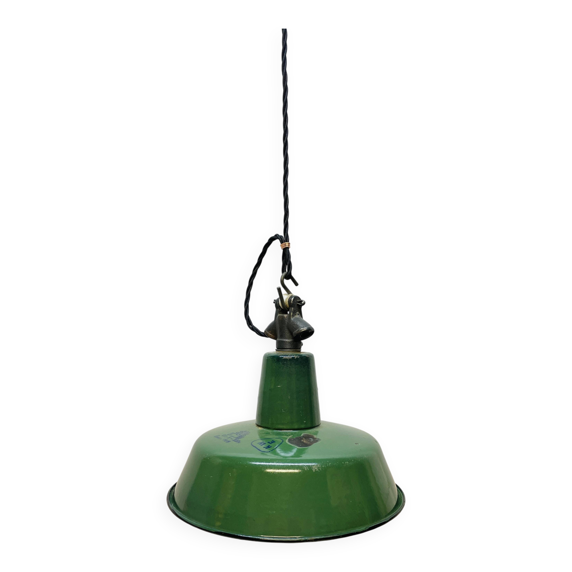 Industrial Green Enamel  Lamp, 1960s