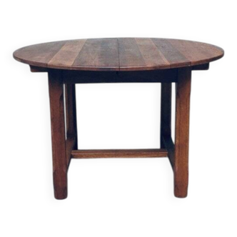 Popular Work Oak Extendable Dining Table, France, 1930s