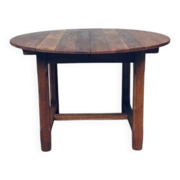 Popular Work Oak Extendable Dining Table, France, 1930s