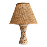 Lampe céramique et abat-jour cannage, Nuova Capodimonte, circa 1970