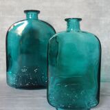 Flacons bouteilles verre gravé bleu