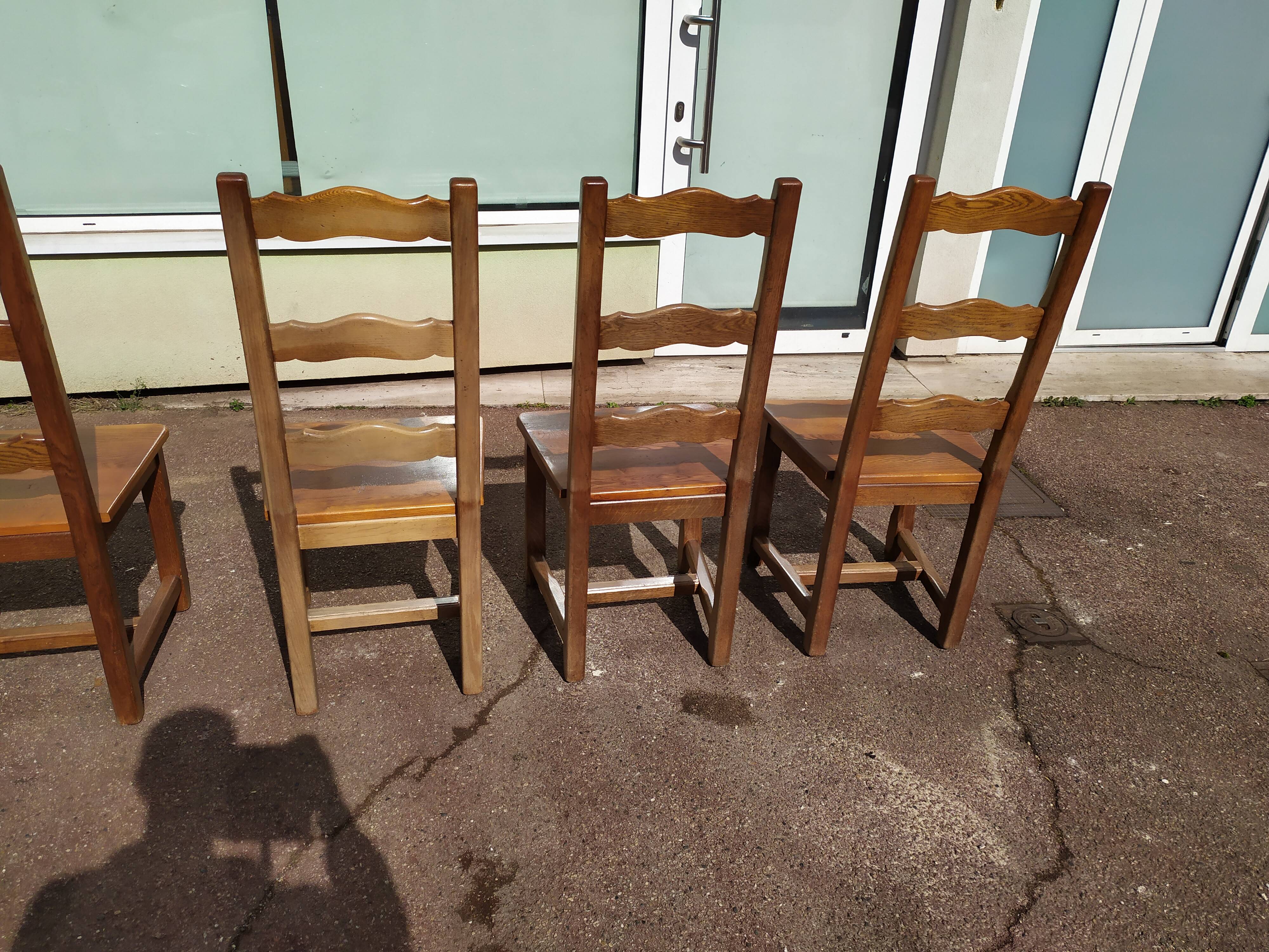 Set of 6 solid oak wood chairs - ferme compagne montage
