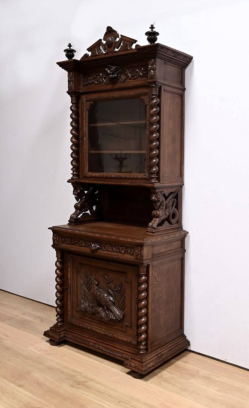 Narrow Oak Display Cabinet, Louis XIII style – Late 19th century