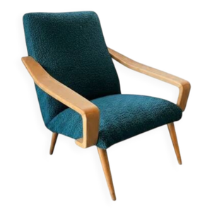 Fauteuil bleu amarante - accoudoirs
