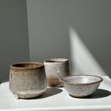 Meeting of three ceramic pieces: ice cup, small cup and small cup