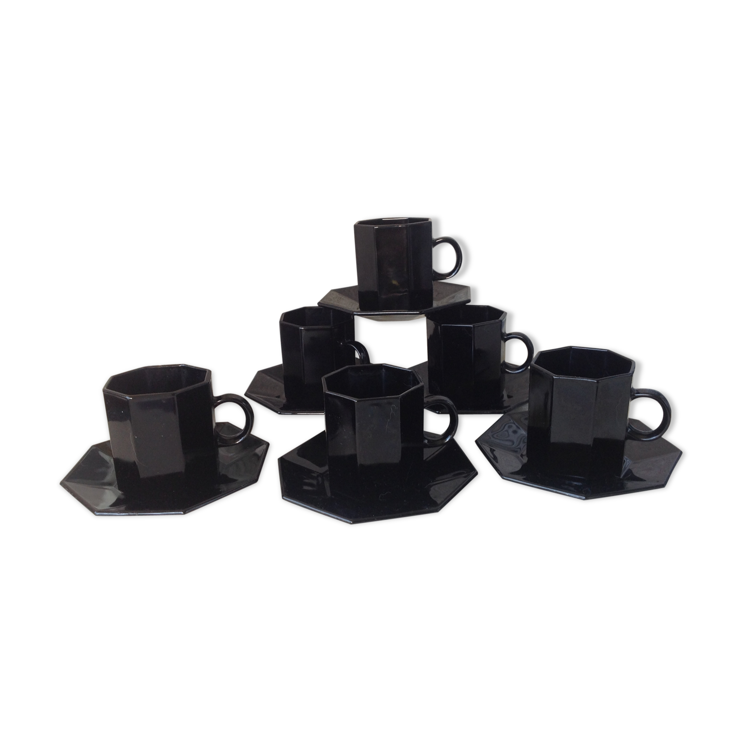6 Luminarc coffee cups Octime black