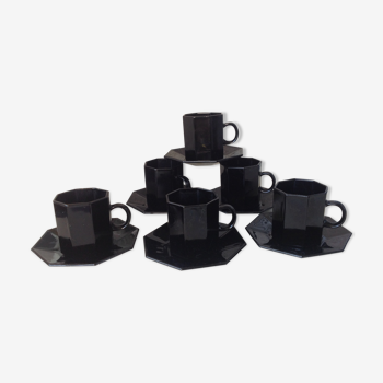 6 tasses Luminarc à café Octime noires