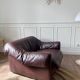 Brown leather armchair from the 1970s.