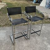Mid-century tubular bar stools, set of 2