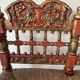Vintage Spanish low chair in painted wood and straw (Majorca Andalusia)