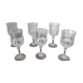 6 crystal wine glasses on a stem from Arques, Longchamps model. Capacity 12.