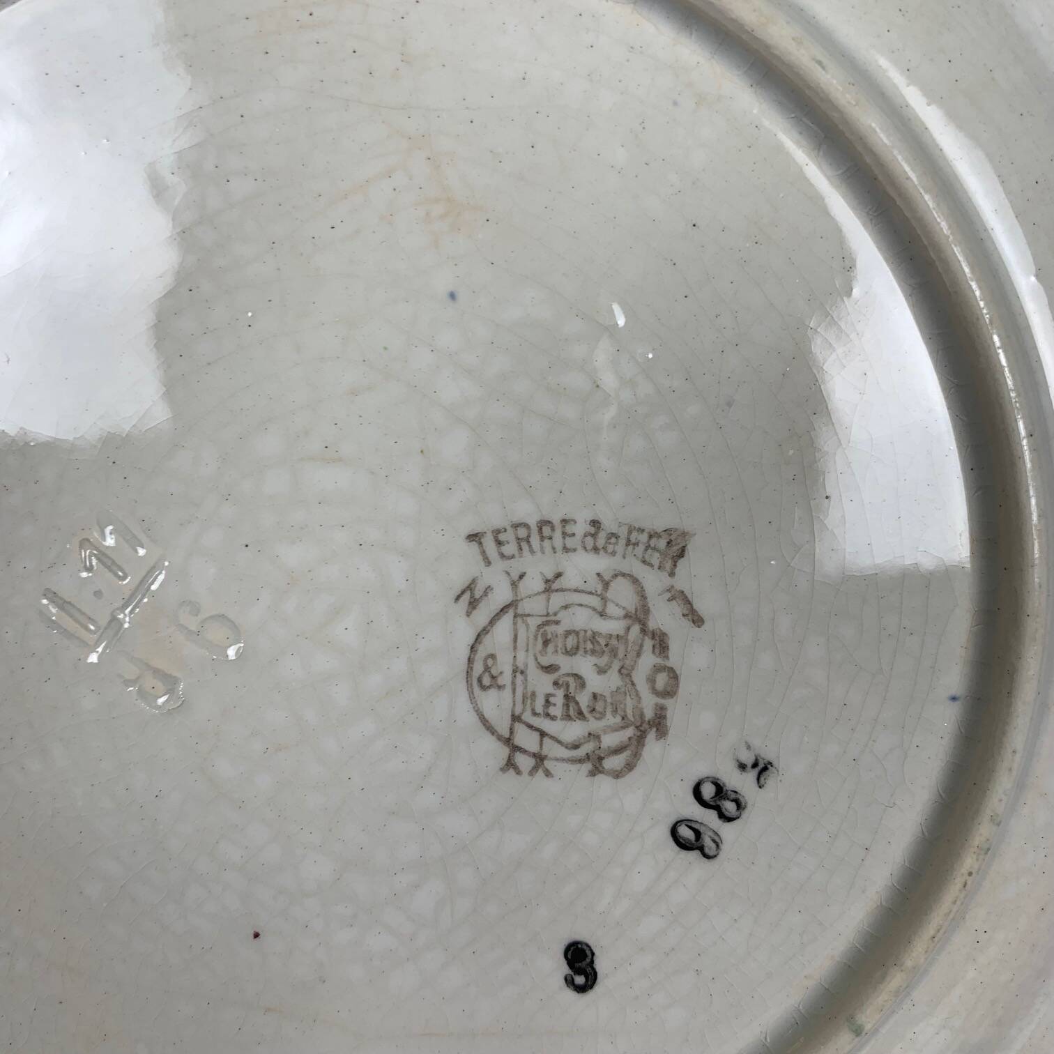 Set of 2 Choisy le roi plates, ironstone, floral motif, late 19th century