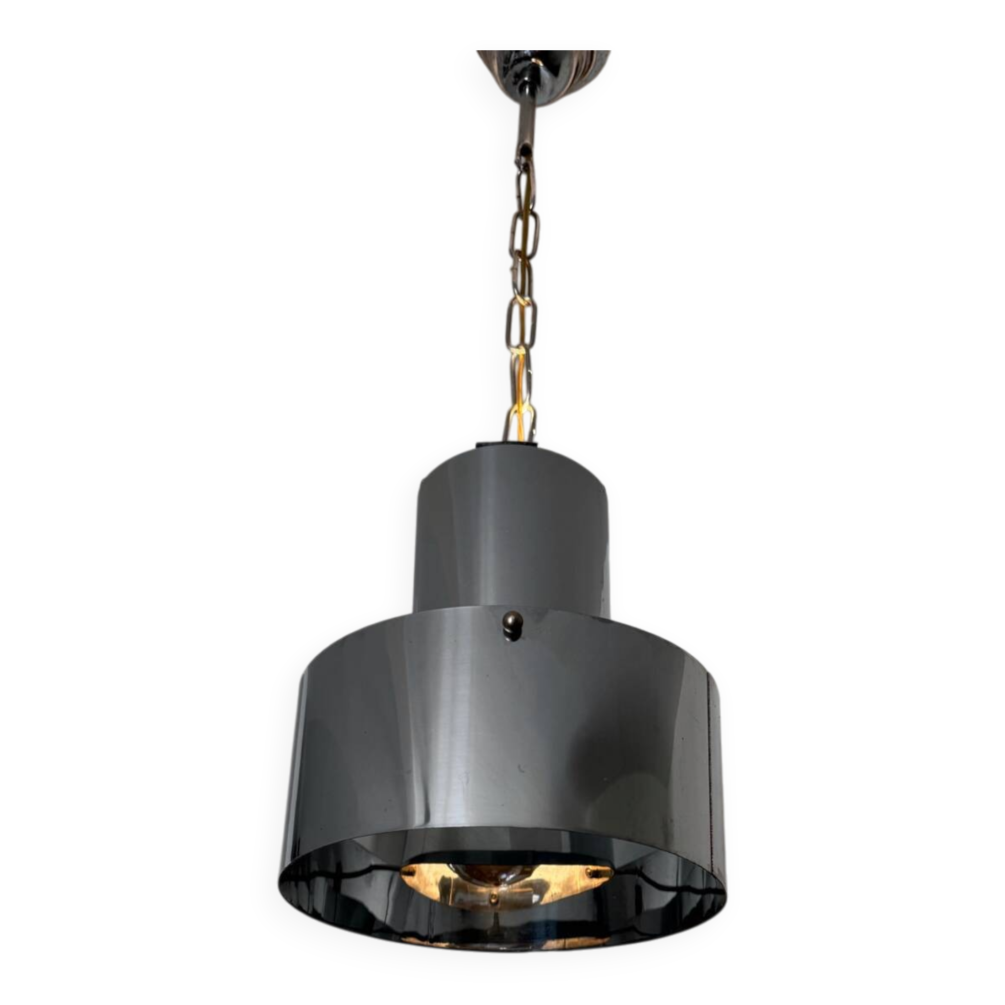 Chrome metal chandelier, Italian design, 70s