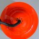 Vintage orange enameled metal pendant light – space age design – 1970s