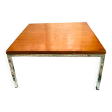 Modernist coffee table in chrome and solid wood - Bauhaus