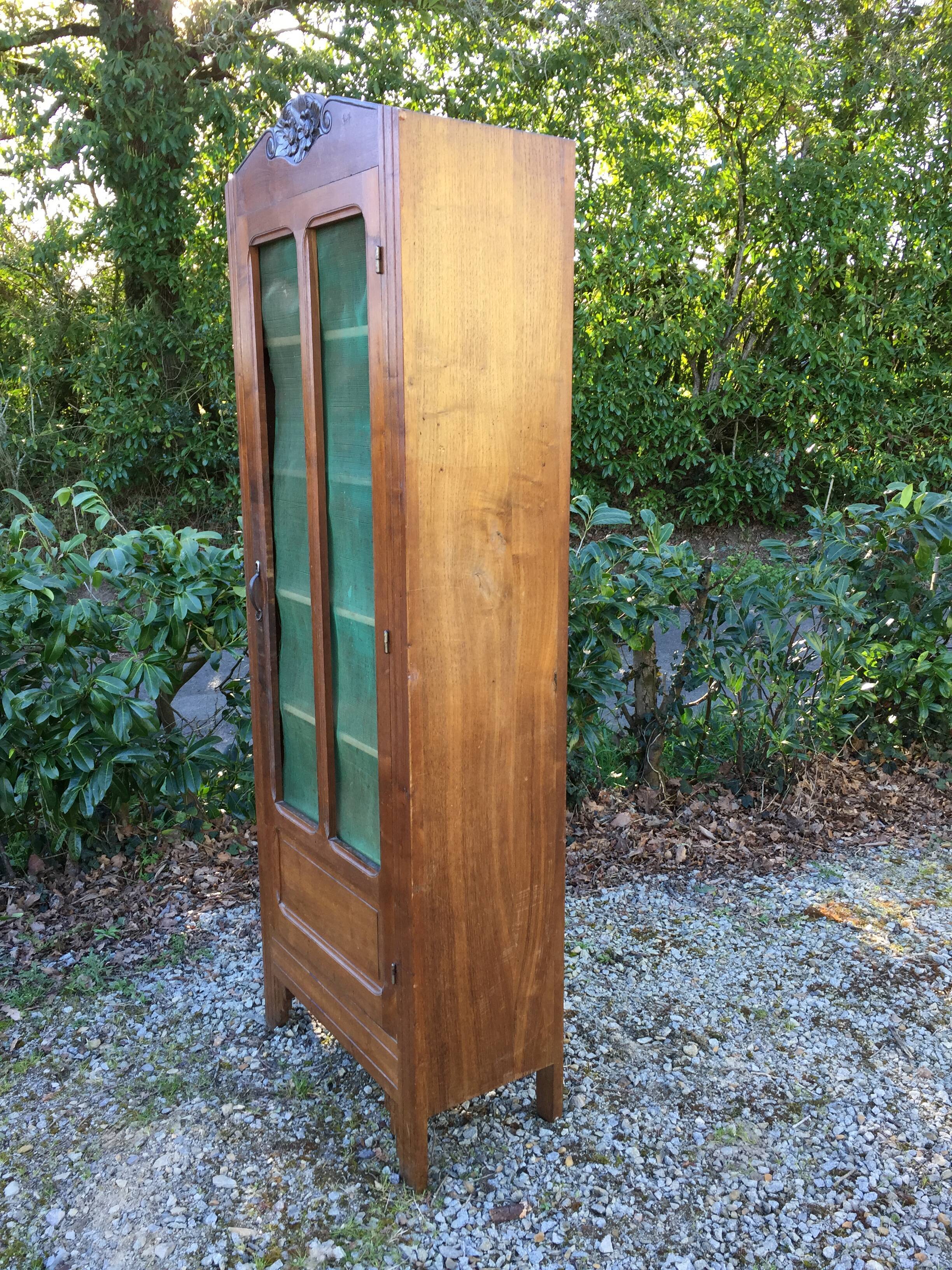 Vintage mesh cabinet in solid oak rococo period 1930