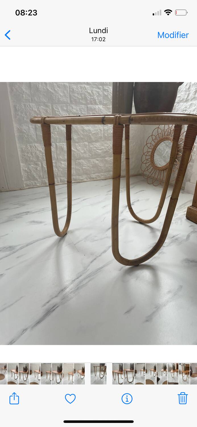 Small banbou tripod table from the 70s