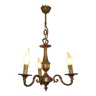French Vintage Traditional Style Bronze Mid Century 3 Light Chandelier 4730