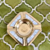 Mother-of-pearl and brass ashtray