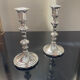 Pair of vintage candle holders torches in silver metal