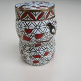 Tall cloisonné enamel box decorated with birds