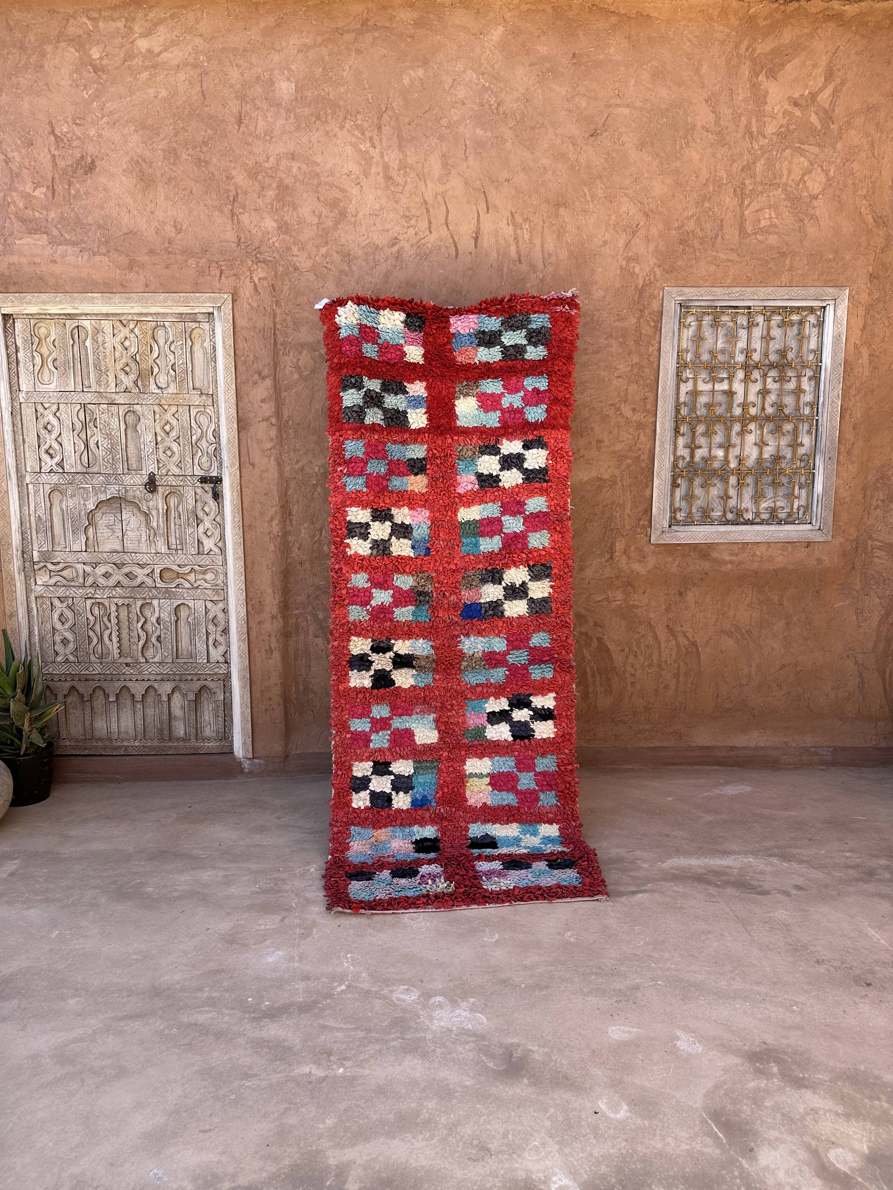 Colorful Boucherouite Moroccan rug - 93 x 245 cm