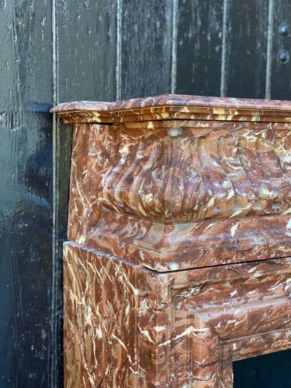 Louis XIV style fireplace in brown marble, 19th century