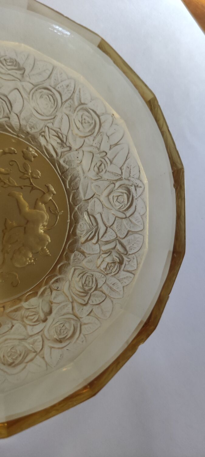 Old empty cup golden yellow glass pocket